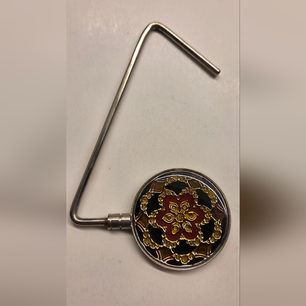 Decorative Red and Gold Metal Purse Hook